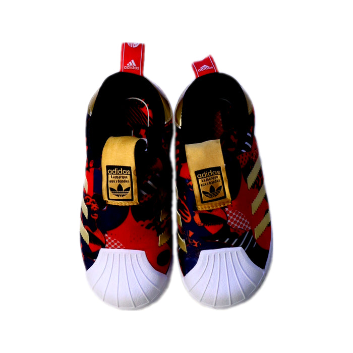 A Red Sneakers from Adidas in size 3T for boy. (Back View)