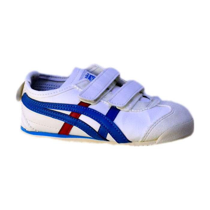 A White Sneakers from Onitsuka Tiger in size 4T for boy. (Front View)