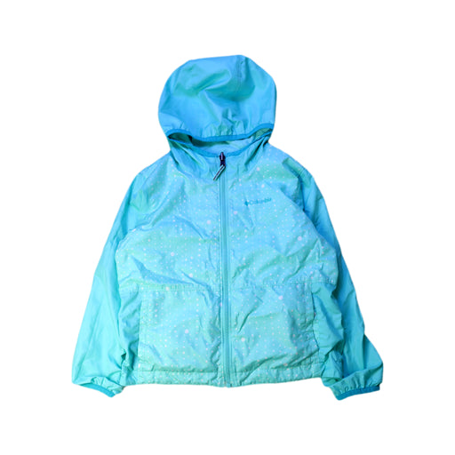 A Teal Rain Jackets from Columbia in size 6T for girl. (Front View)