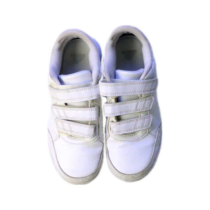 A White Sneakers from Adidas in size 7Y for boy. (Back View)