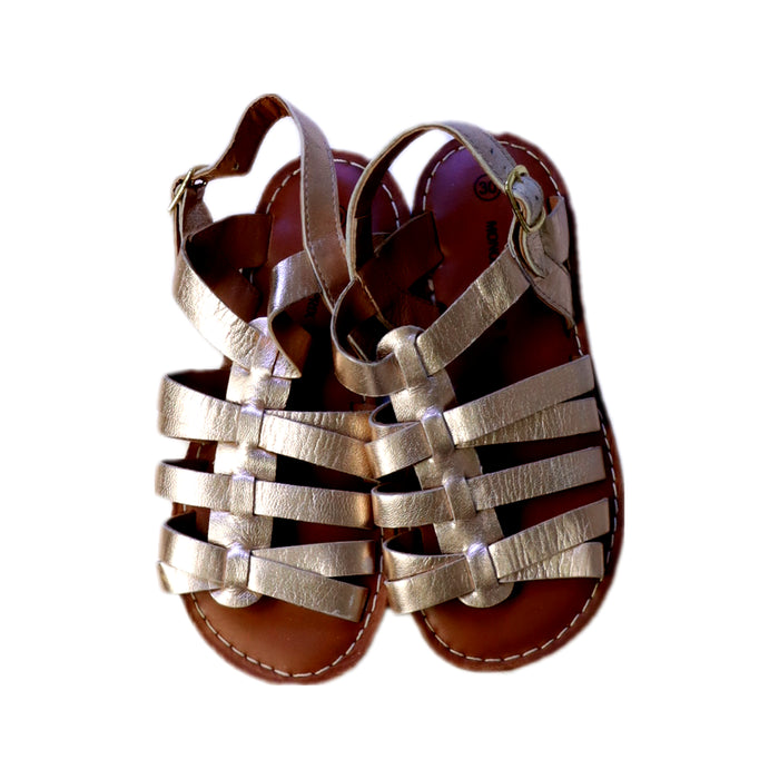 A Metallic Sandals from Monoprix in size 6T for girl. (Back View)