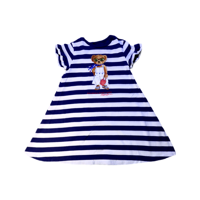 A Navy Short Sleeve Dresses from Polo Ralph Lauren in size 5T for girl. (Front View)