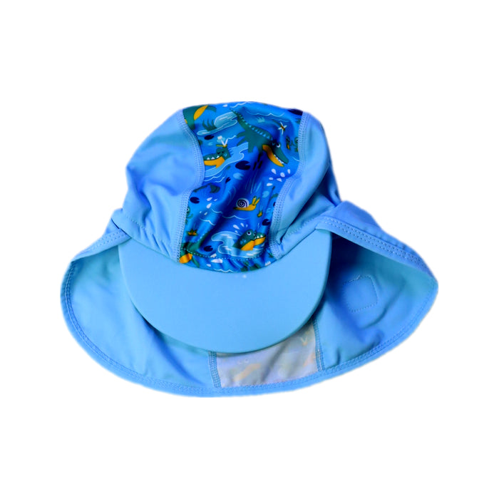 A Blue Sun Hats from Splash About in size 12-18M for neutral. (Back View)