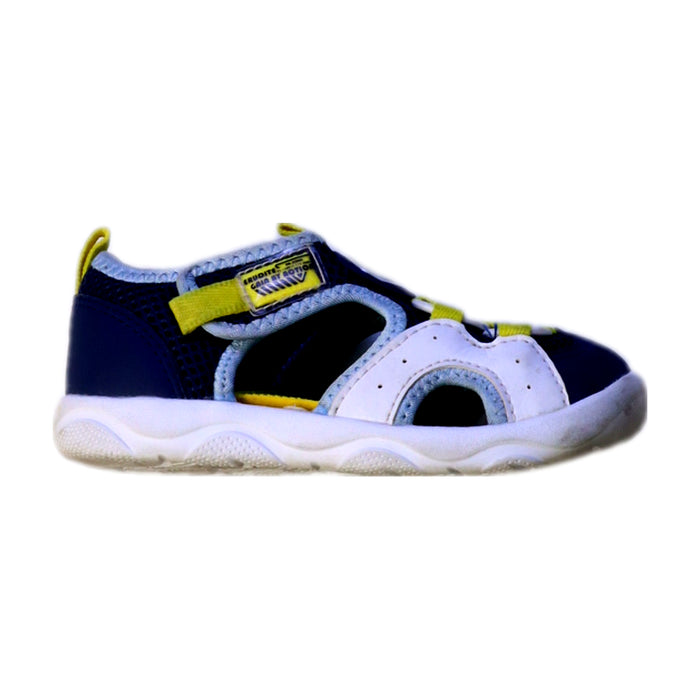A Navy Sandals from Dr. Kong in size 3T for neutral. (Front View)
