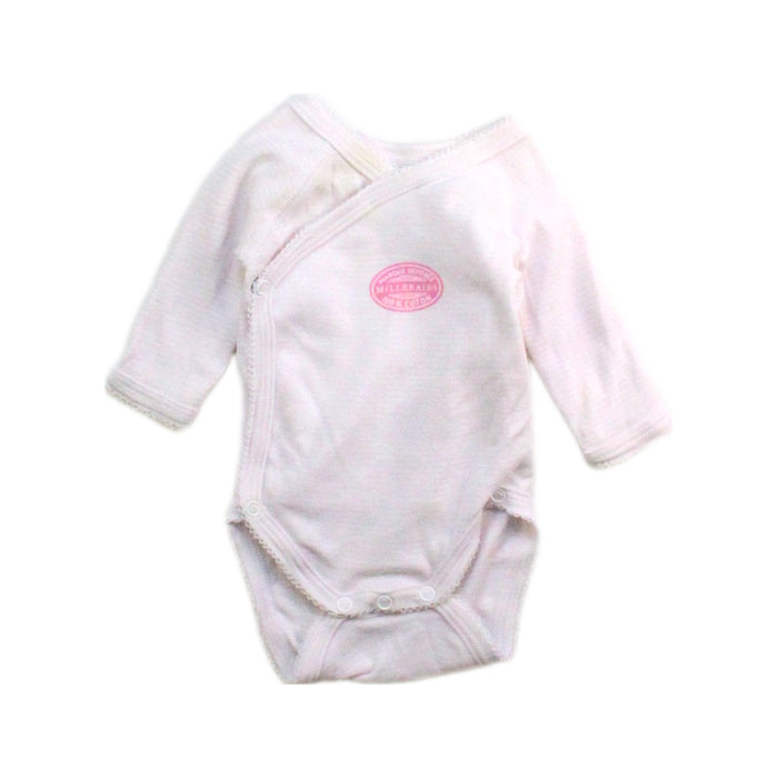 A White Long Sleeve Bodysuits from Petit Bateau in size Newborn for girl. (Front View)