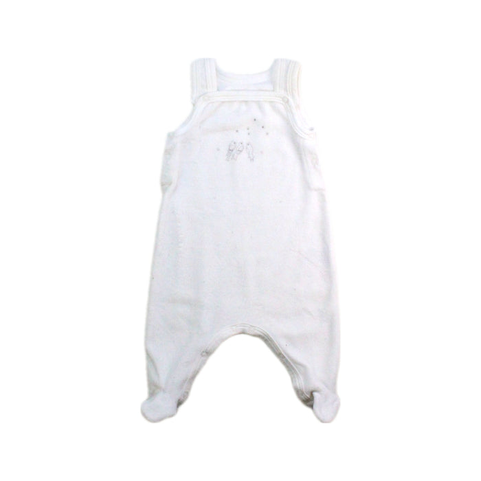 A White Long Overalls from Petit Bateau in size Newborn for neutral. (Front View)