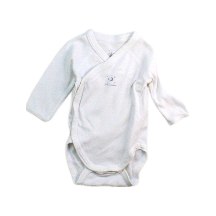 A White Long Sleeve Bodysuits from Petit Bateau in size Newborn for boy. (Front View)