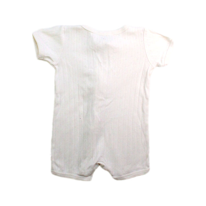 A Ivory Short Sleeve Rompers from Minihaha in size 3-6M for girl. (Back View)