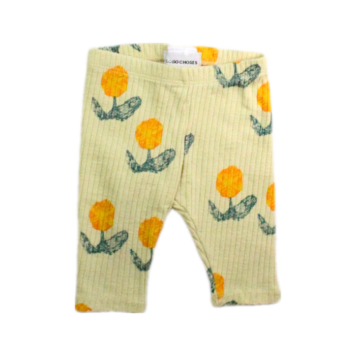 A Yellow Leggings from Bobo Choses in size 3-6M for girl. (Front View)