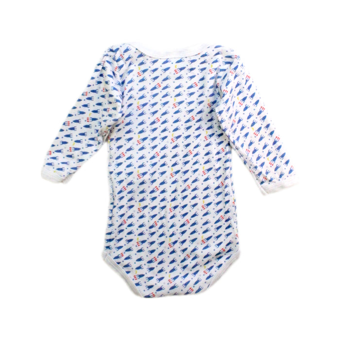 A Blue Long Sleeve Bodysuits from Petit Bateau in size 3-6M for boy. (Back View)