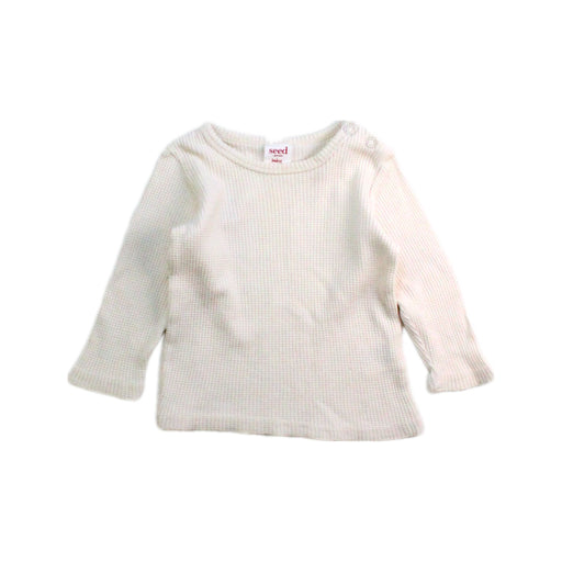 A Ivory Long Sleeve Tops from Seed in size 3-6M for neutral. (Front View)