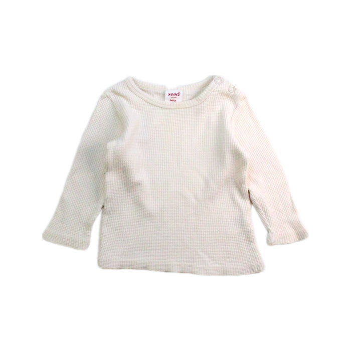 A Ivory Long Sleeve Tops from Seed in size 3-6M for neutral. (Front View)