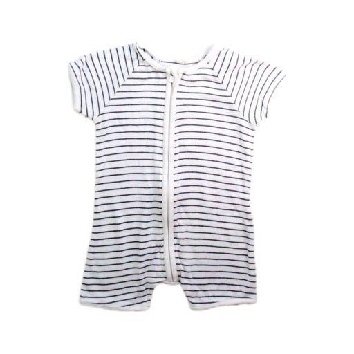 A White Short Sleeve Rompers from Mori in size 3-6M for neutral. (Front View)
