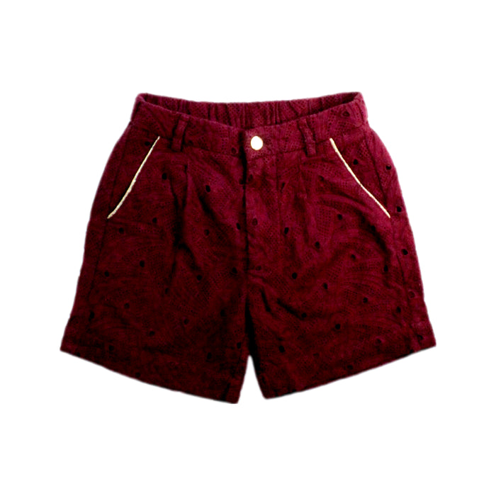 A Burgundy Shorts from Excuse My French in size 8Y for girl. (Front View)