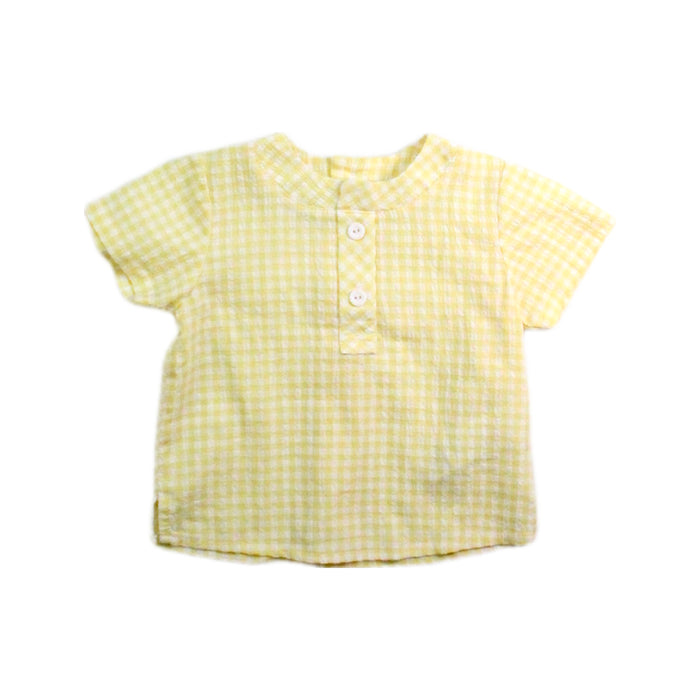 A Yellow Short Sleeve Shirts from Paz Rodriguez in size 3-6M for boy. (Front View)