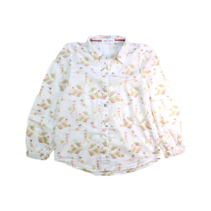 A White Long Sleeve Shirts from Excuse My French in size 6T for girl. (Front View)