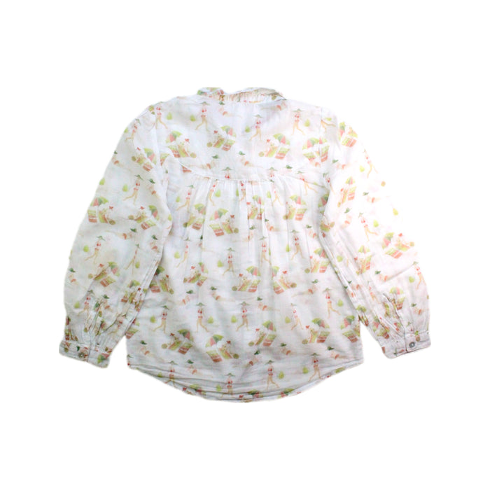 A White Long Sleeve Shirts from Excuse My French in size 6T for girl. (Back View)