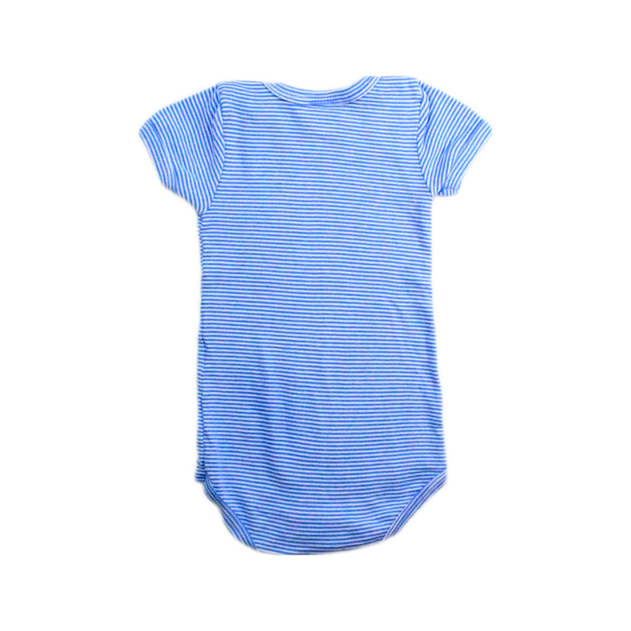 A Blue Short Sleeve Bodysuits from Petit Bateau in size 3-6M for boy. (Back View)