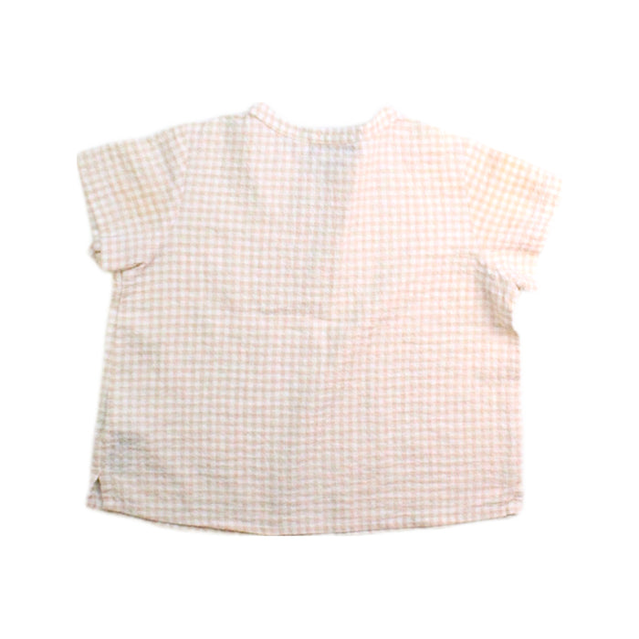 A Beige Short Sleeve Shirts from Bonpoint in size 6-12M for boy. (Back View)