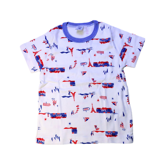 A White Short Sleeve T Shirts from Petit Bateau in size 4T for boy. (Front View)