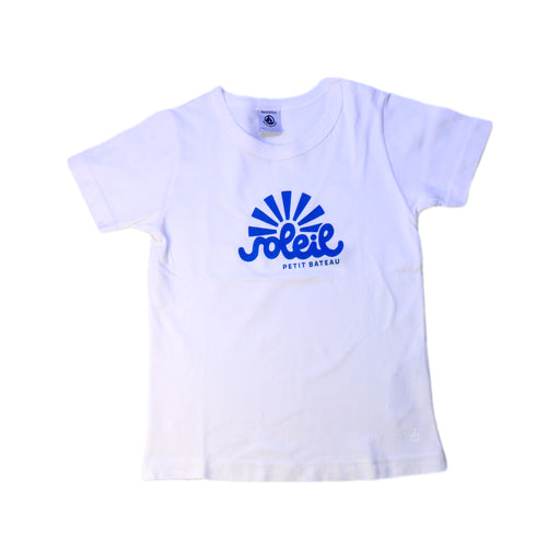 A White Short Sleeve T Shirts from Petit Bateau in size 4T for boy. (Front View)