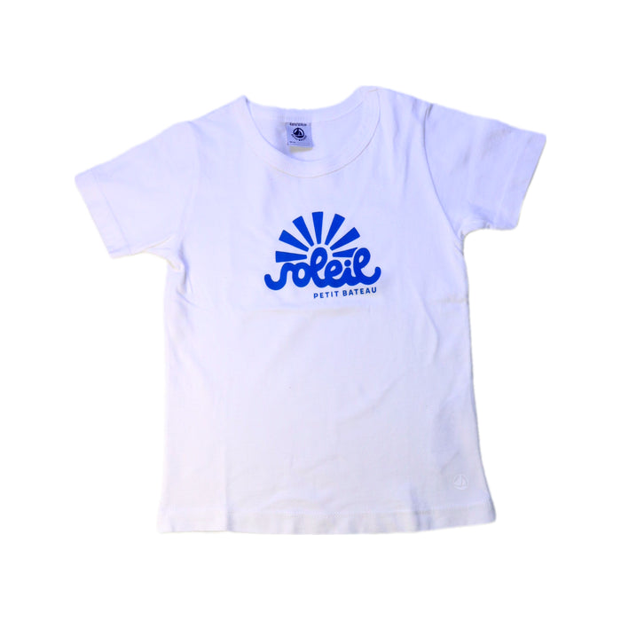 A White Short Sleeve T Shirts from Petit Bateau in size 4T for boy. (Front View)