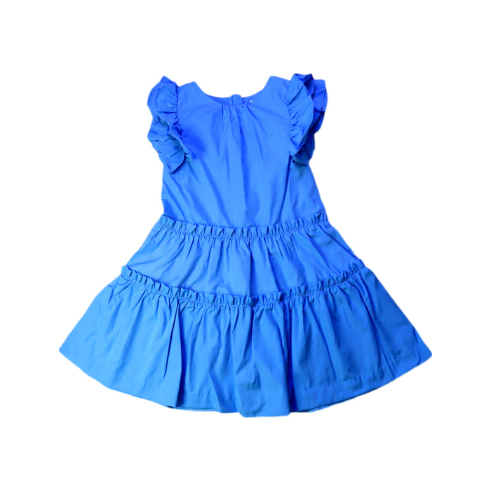 A Blue Sleeveless Dresses from Jacadi in size 6T for girl. (Front View)