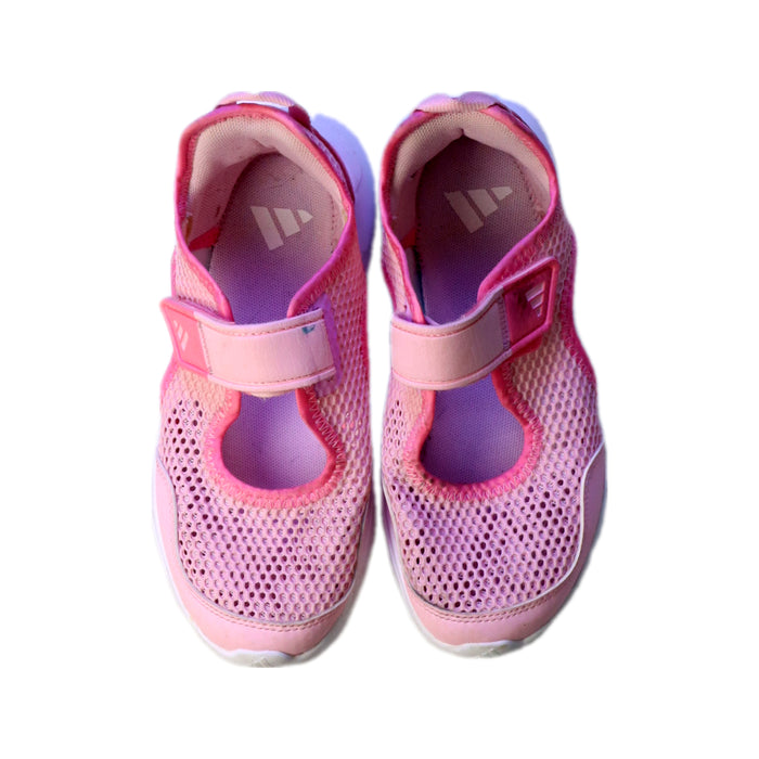 A Pink Sneakers from Adidas in size 10Y for girl. (Back View)