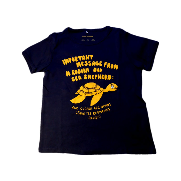 A Navy Short Sleeve T Shirts from Mini Rodini in size 8Y for boy. (Front View)