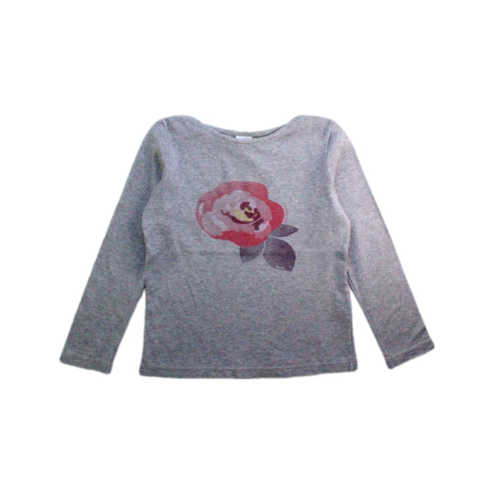 A Grey Long Sleeve Tops from Petit Bateau in size 6T for girl. (Front View)