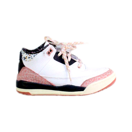 A White Sneakers from Air Jordan in size 6T for girl. (Front View)