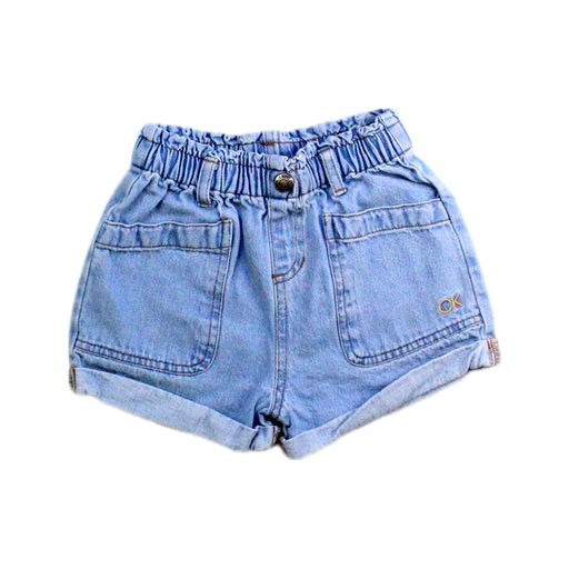 A Blue Shorts from Calvin Klein in size 7Y for girl. (Front View)