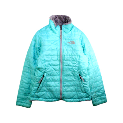 A Teal Puffer/Quilted Jackets from The North Face in size 7Y for girl. (Front View)