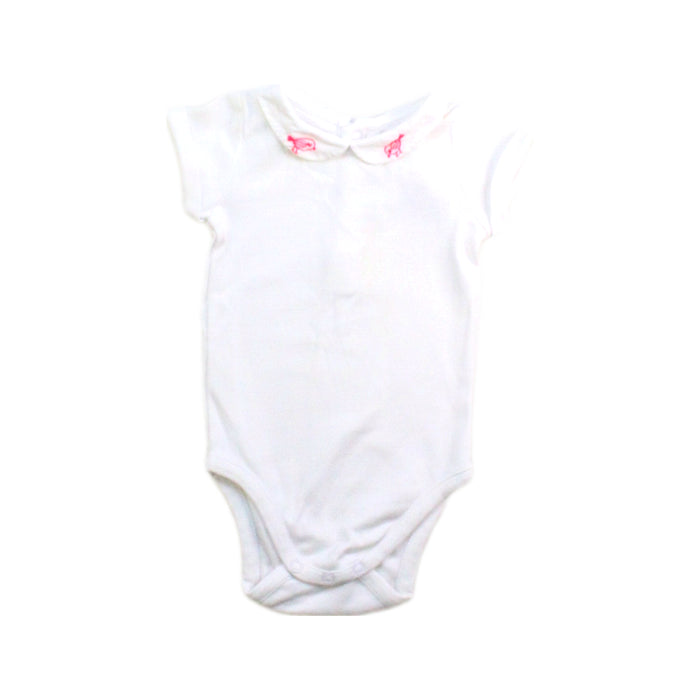 A White Short Sleeve Bodysuits from Jacadi in size 0-3M for girl. (Front View)