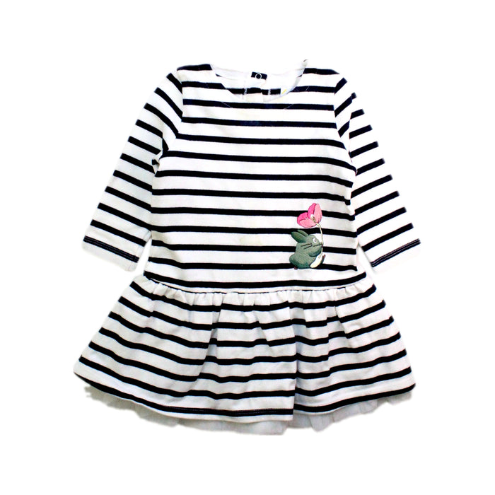 A Black Long Sleeve Dresses from Petit Bateau in size 6-12M for girl. (Front View)