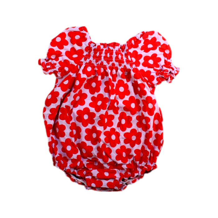 A Red Short Sleeve Rompers from Seed in size 12-18M for girl. (Front View)