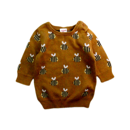 A Yellow Knit Sweaters from Seed in size 0-3M for boy. (Front View)