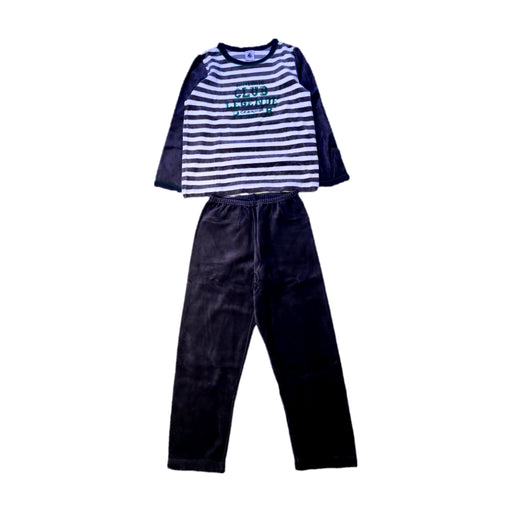 A Navy Pyjama Sets from Petit Bateau in size 6T for boy. (Front View)