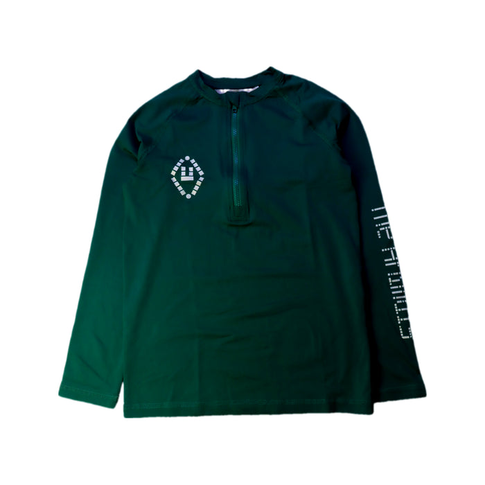 A Green Rash Guards from The Animals Observatory in size 10Y for boy. (Front View)
