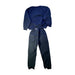 A Blue Pants Sets from The Animals Observatory in size 10Y for neutral. (Back View)
