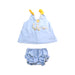 A Blue Swim Sets from Al agua patos in size 3-6M for girl. (Front View)