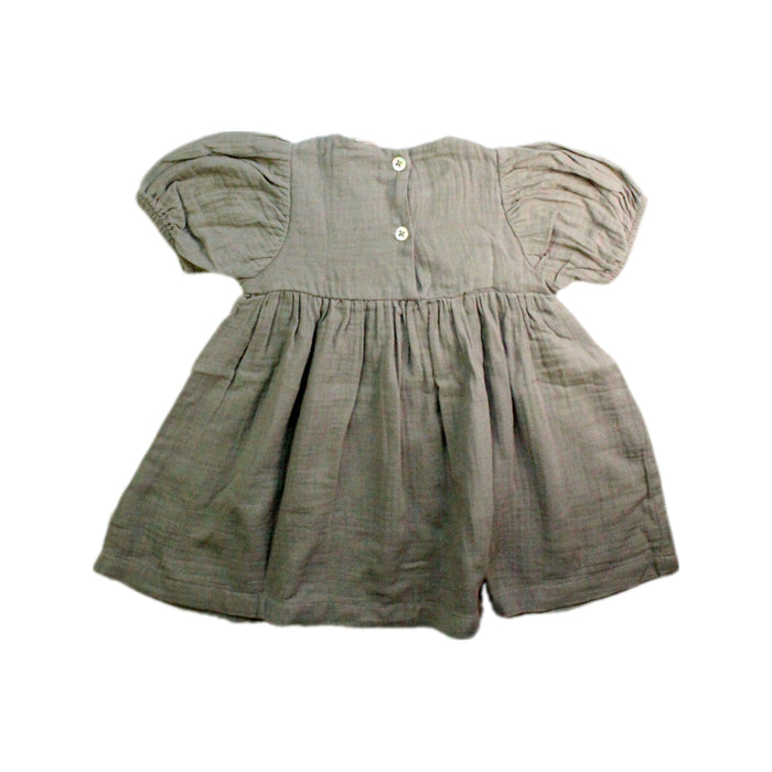 A Beige Short Sleeve Dresses from Nature Baby in size 6-12M for girl. (Back View)