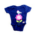 A Navy Short Sleeve Bodysuits from Fisher Price in size Newborn for girl. (Front View)