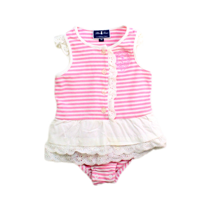 A Pink Sleeveless Rompers from Nicholas & Bears in size 3-6M for girl. (Front View)