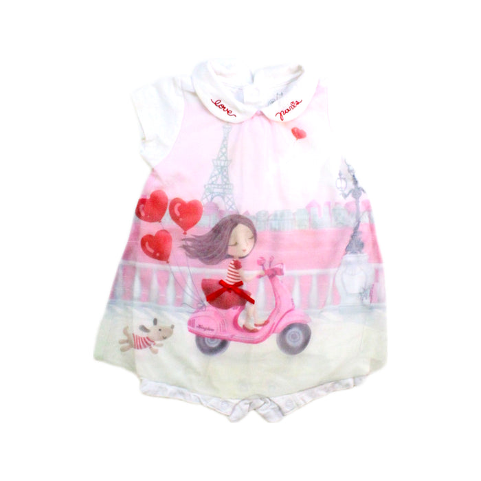 A Pink Sleeveless Rompers from Kingkow in size 0-3M for girl. (Front View)