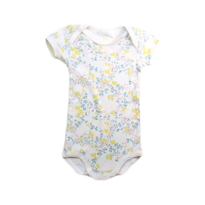 A White Short Sleeve Bodysuits from Petit Bateau in size 0-3M for girl. (Front View)