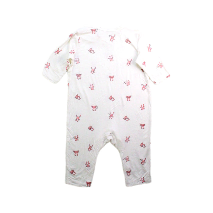 A White Long Sleeve Rompers from Kingkow in size 0-3M for girl. (Back View)