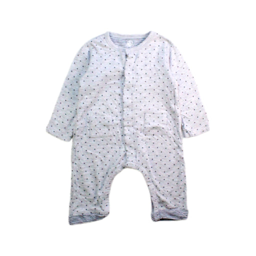 A White Onesies from Petit Bateau in size 0-3M for boy. (Front View)