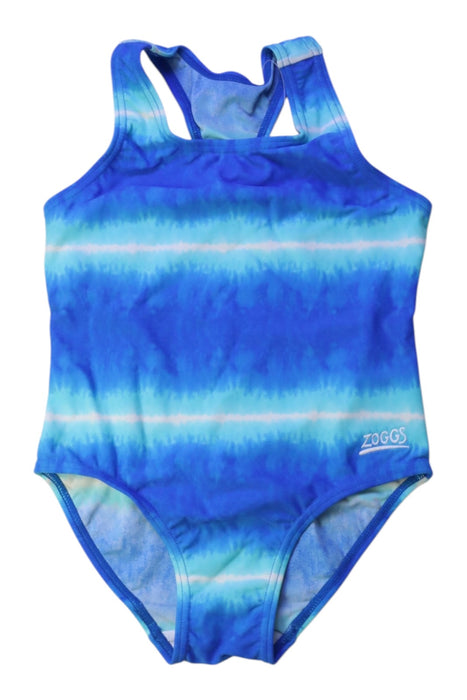 A Blue Swimsuits from Zoggs in size 6T for girl. (Front View)