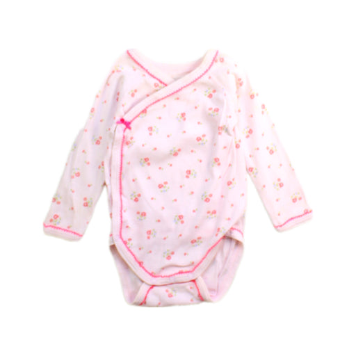 A Pink Long Sleeve Bodysuits from Petit Bateau in size 3-6M for girl. (Front View)